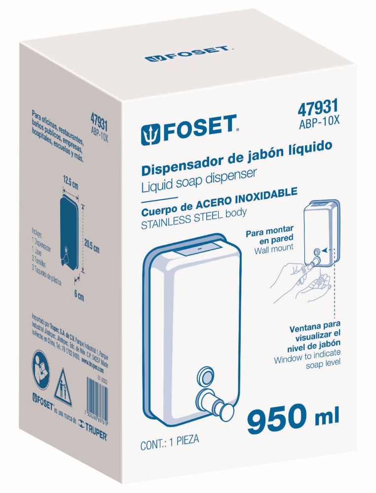 DOSIFICADOR ACERO INOX P/JABON LIQ FOSET