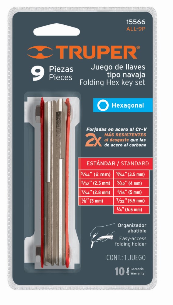 JUEGO 9 LLAVES ALLEN NAVAJA STD