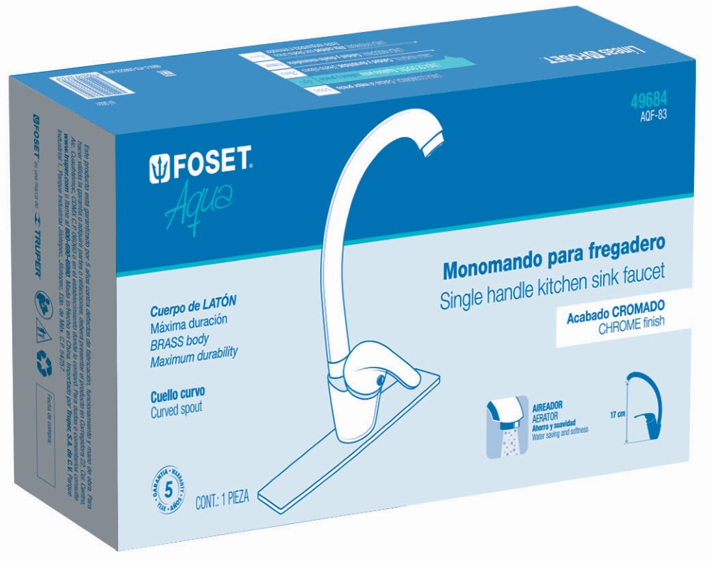 MONOMANDO FREGADERO CURVO AQUA 49684