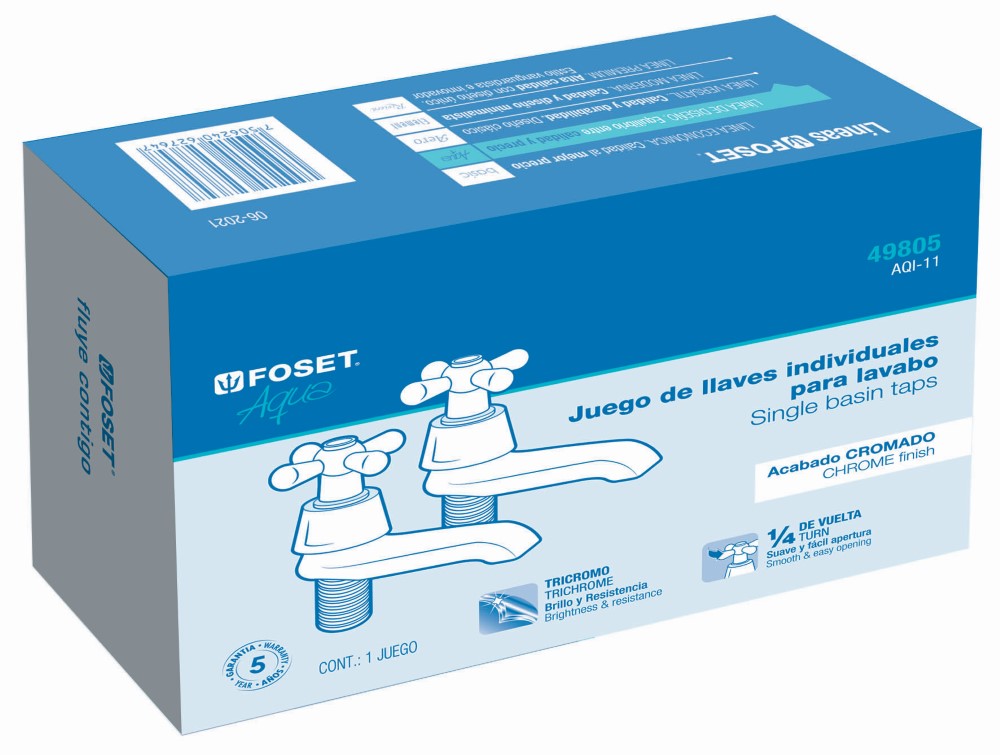 JUEGO 2 LLAVES LAVABO MANERALES CRUCETA