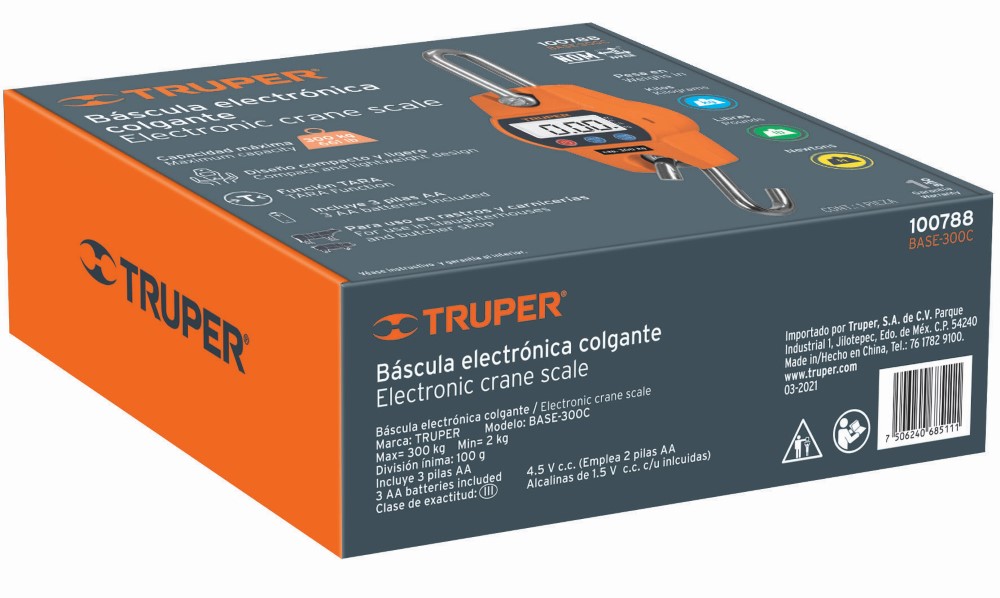 BASCULA 300KG ELECTRONICA COLGANTE TRUPE