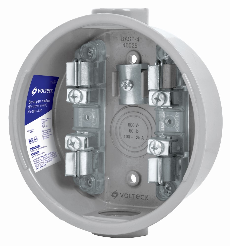 BASE MEDIDOR VOLTECK 4 TERMINALES