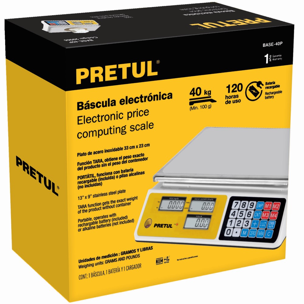 BASCULA ELECTRONICA MULTI 40KG PRETUL