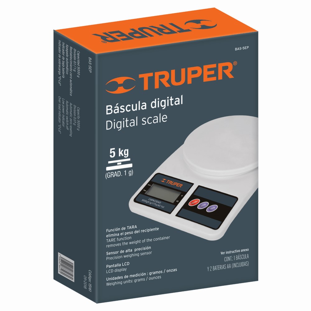 BASCULA DIGITAL COCINA 5KG PLASTICO