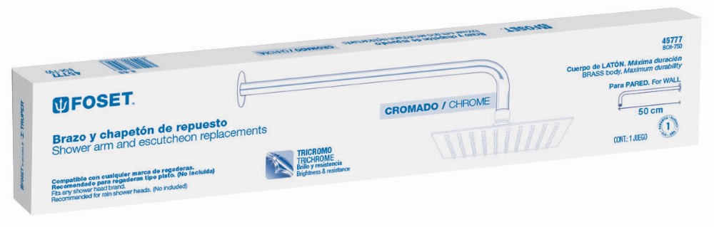 BRAZO REGADERA 50CM CROMO RIVIERA