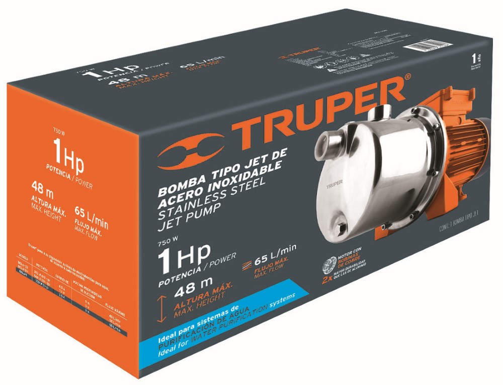 BOMBA JET ACERO INOX 1 HP