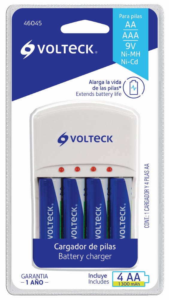 CARGADOR PILAS AA AAA Y 9V 4 PILAS