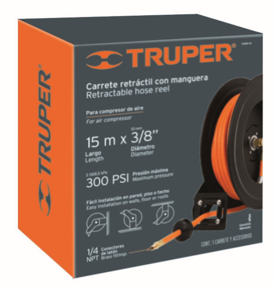 CARRETE RETRACTIL C/MANGUERA 15MT 10388