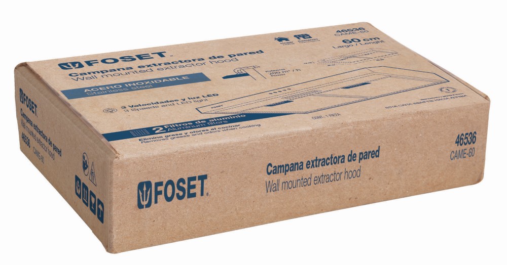 CAMPANA EXTRAC 60CM D/PARED ACERO INOX