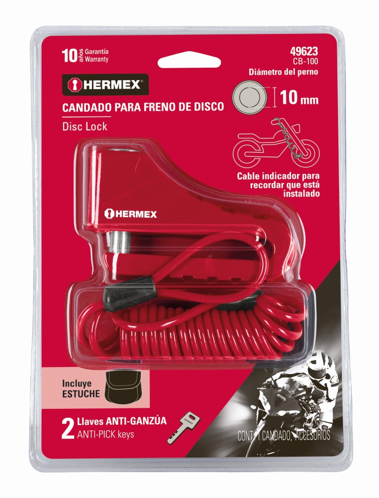 CANDADO P/DISCO MOTOCICLETA PERNO 10MM
