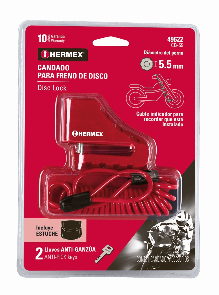 CANDADO P/DISCO MOTOCICLETA 5.5MM 49622