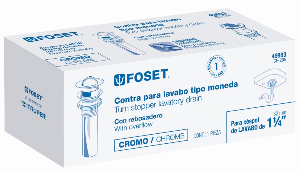 CONTRA LAVABO CON TAPON TIPO MONEDA