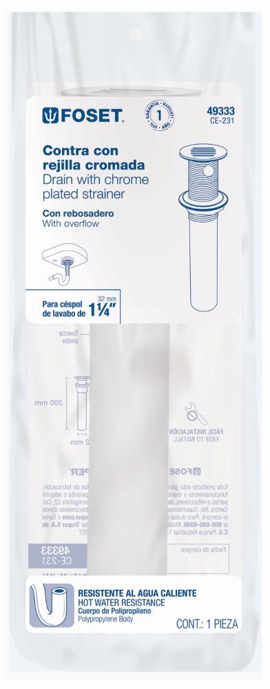 CONTRA POLIPROPILENO P/LAVABO 1 1/4