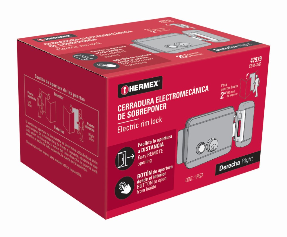 CERRADURA ELECTRICA CON BOTON DER 47979