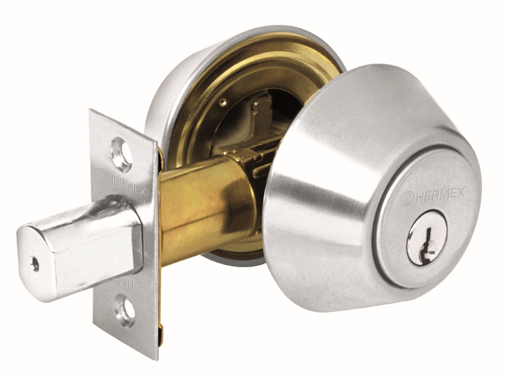 CERROJO DOBLE CILINDRO CROMO MATE 23611