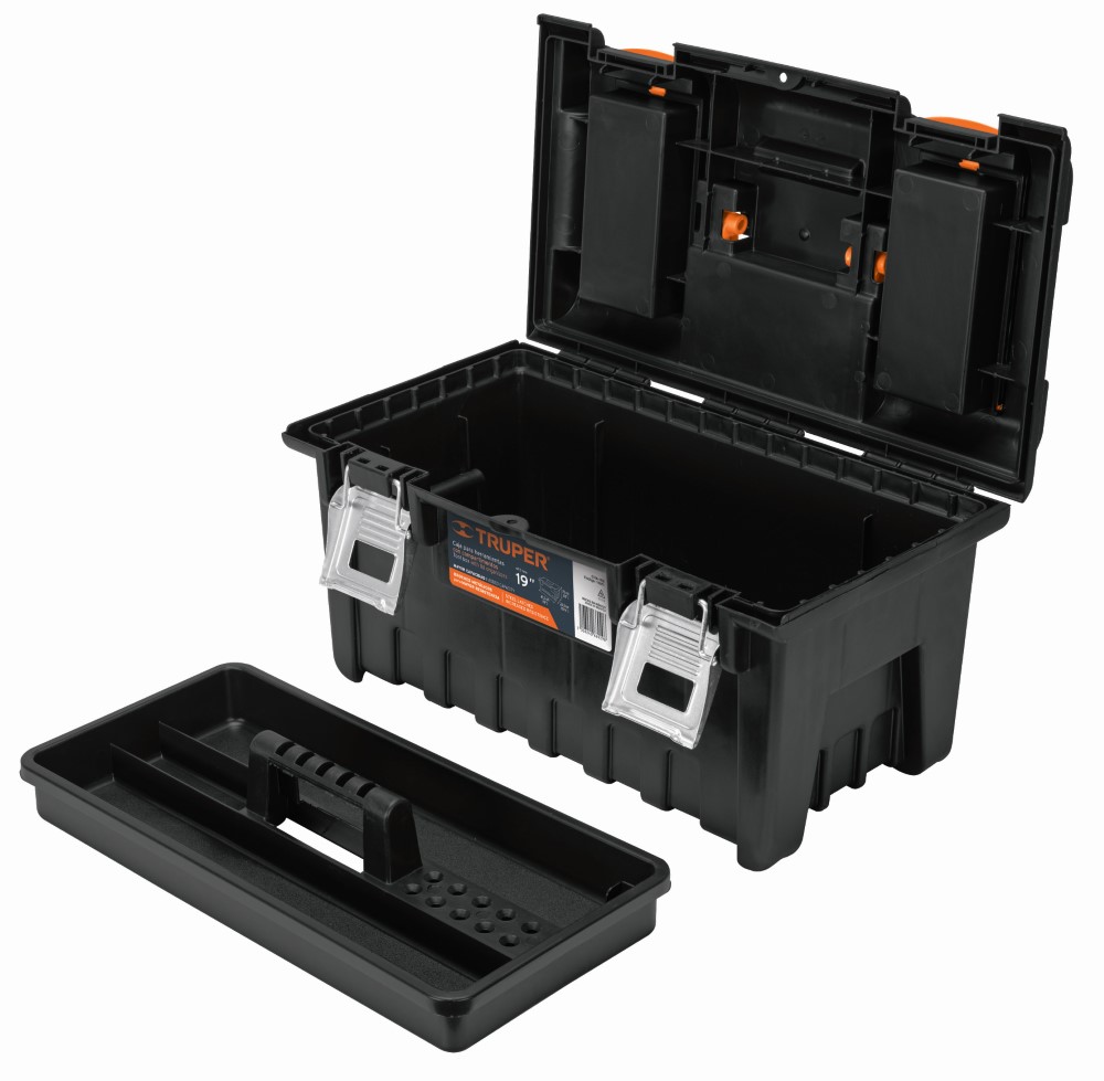 CAJA PLASTICA 19 C/COMPARTIMENTOS NARANJ