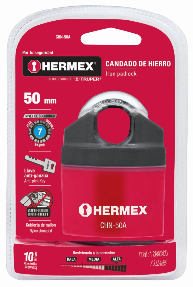 CANDADO HIERRO PROTEGIDO 50MM