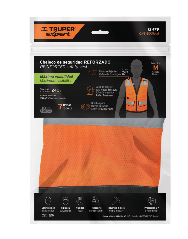 CHALECO REF C/BOLSA NARANJA MED 13479