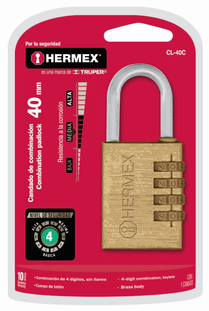 CANDADO LATON 40MM COMBINACION