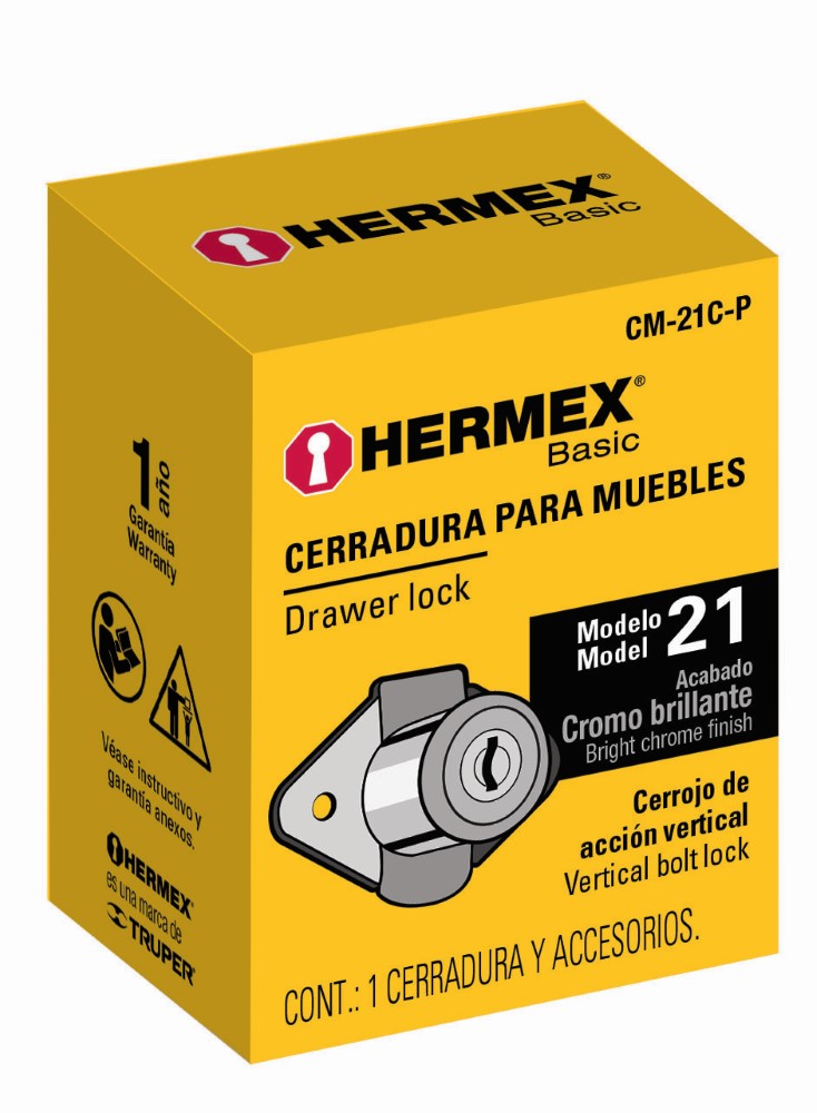 CERRADURA MUEBLE MOD 21 CROMO 23506 CROM