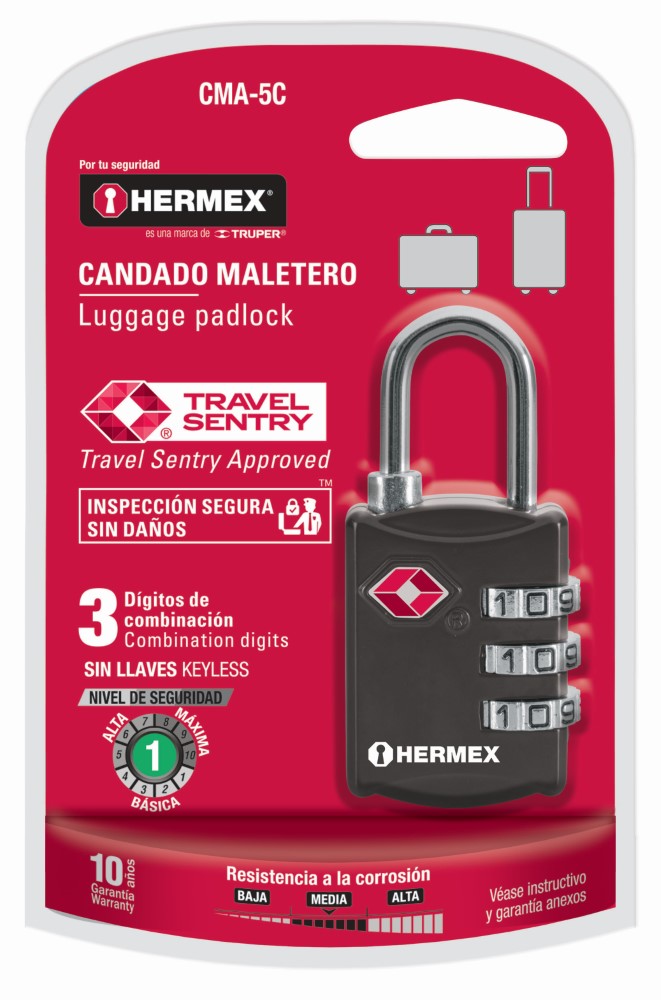 CANDADO DE COMBINACION DE SEGURIDAD TSA