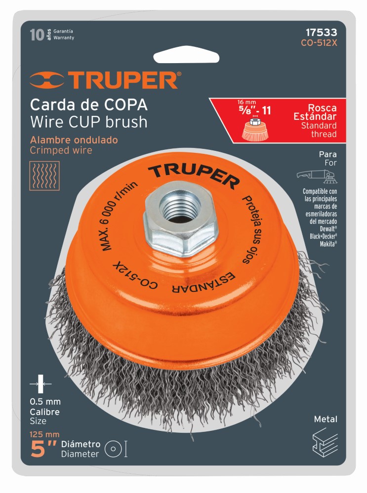 CARDA COPA ALAMBRE ONDULADO GRUESO 5X5/8