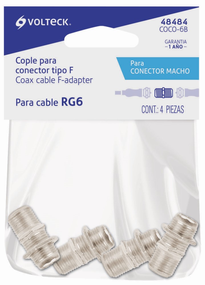 CONECTOR COAXIAL RG 6 BARRIL  4 PZ