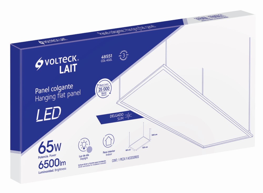 PANEL COLGANTE 60X120CM 80W 65K LED