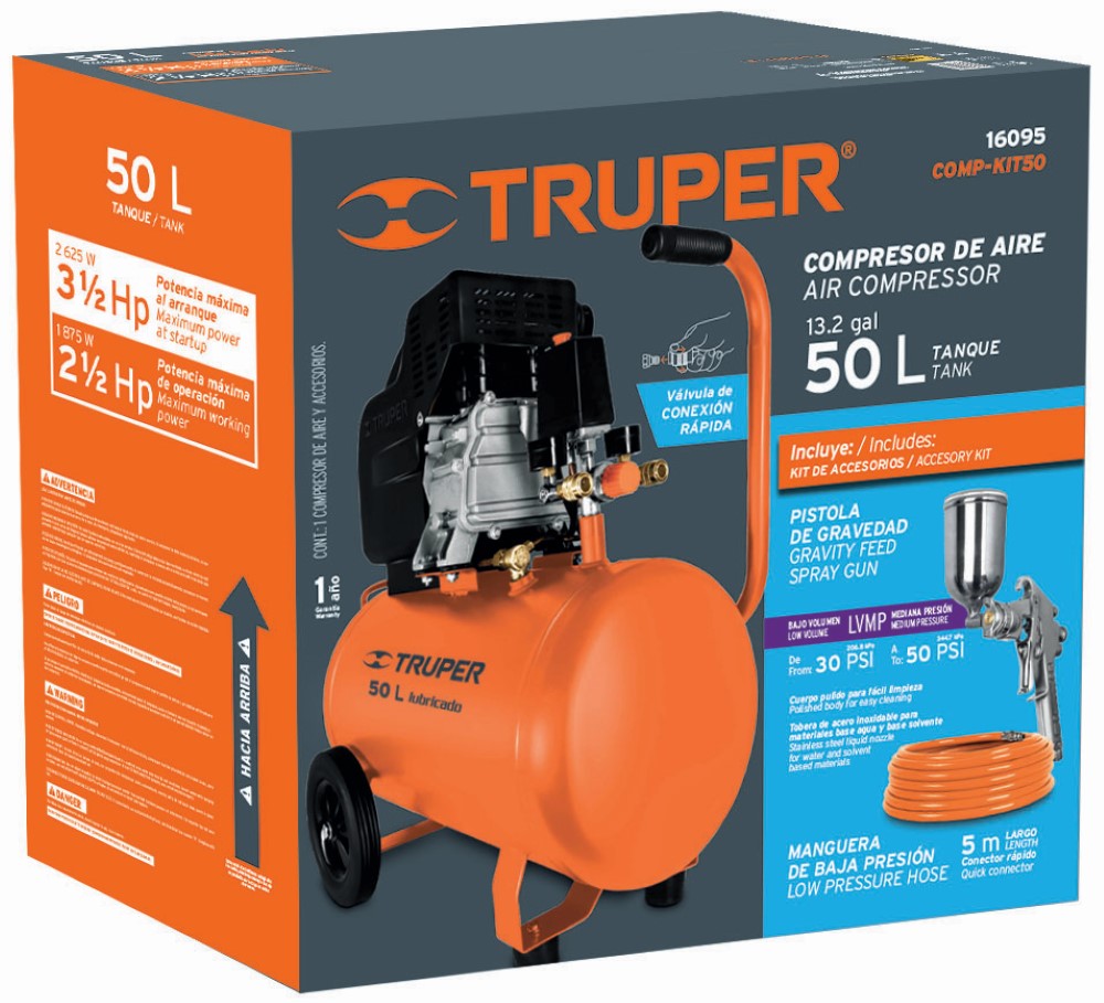 COMPRESOR 50L KIT PISTOLA