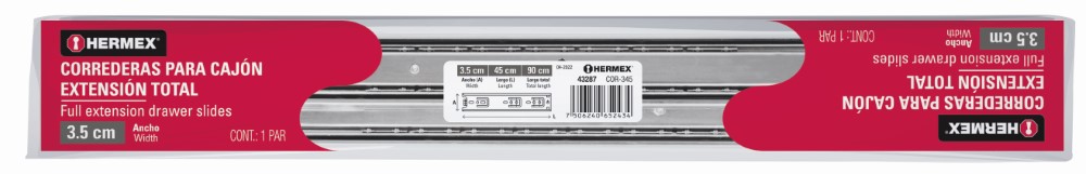 CORREDERA EXTENSION 45CM X A3.5MM