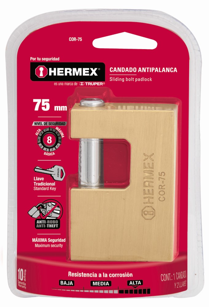 CANDADO ANTIPALANCA LATON 75MM