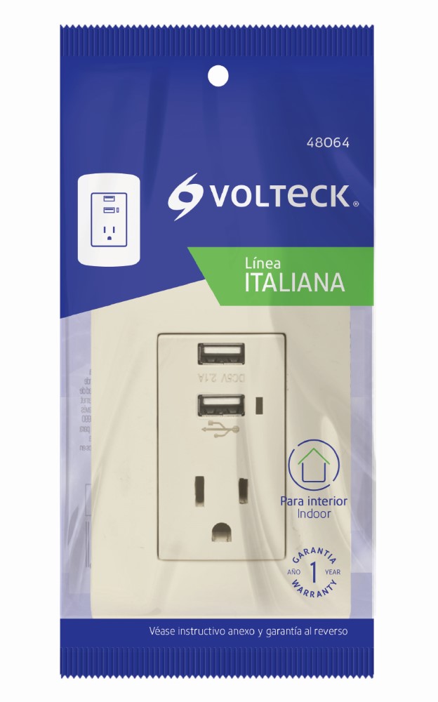 CONTACTO DUPLEX + 2 USB ITALIANA MARFIL