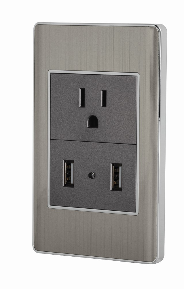 PLACA ARMADA ACERO CONTACTO 2 USB 1.5MOD