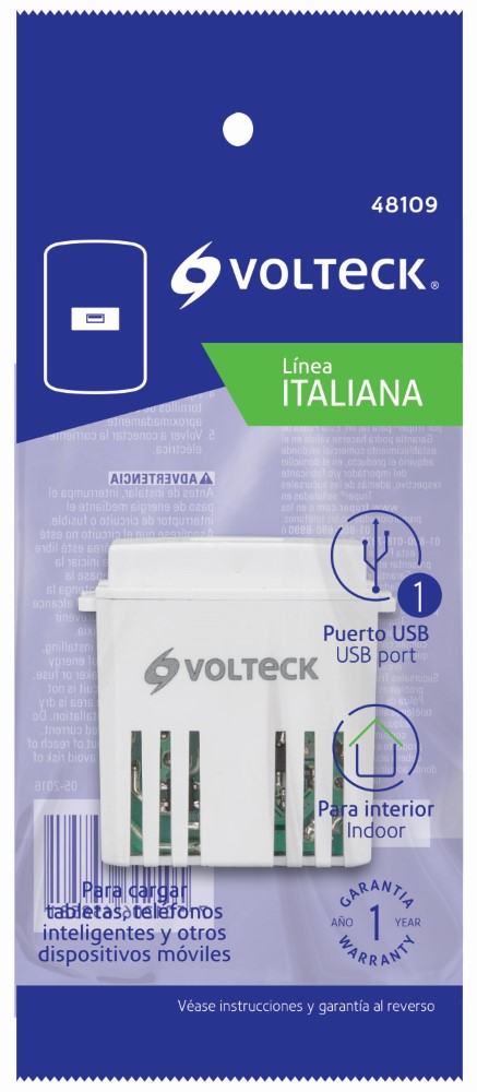 CONTACTO USB 1A LINEA ITALIANA BLANCO