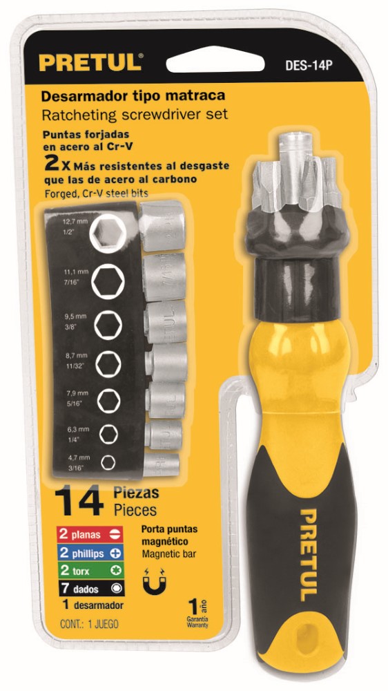 DESARMADOR TIPO MATRACA Y 13 PUNTAS PRET