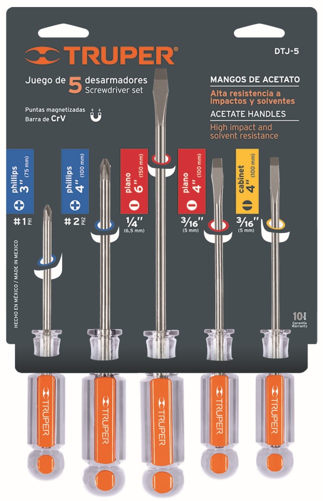 JGO 5 DESARMADORES ACETATO 14137 TRUPER