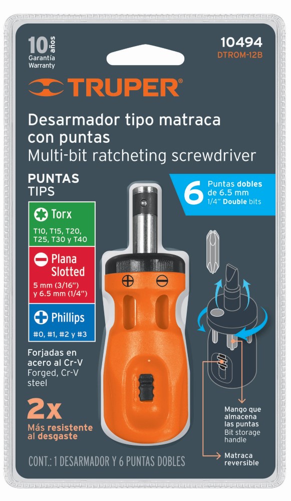 DESARMADOR TIPO TROMPO MATRACA 6 P 10494