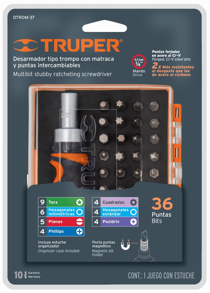 DESARMADOR TROMPO MATRACA 37 PZ 17845