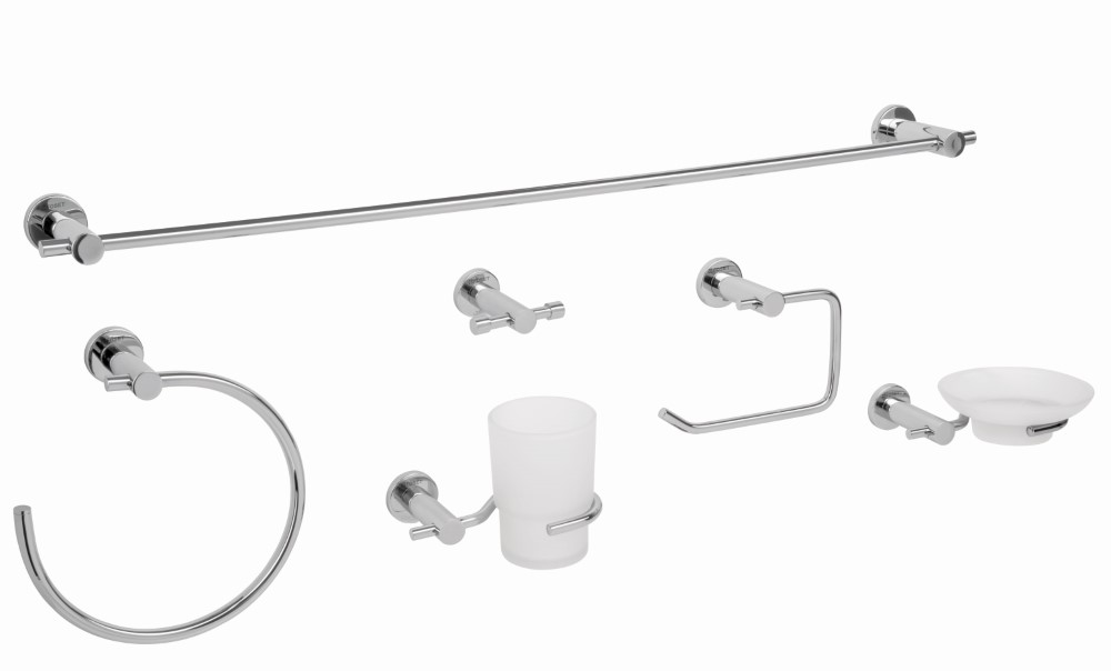 JUEGO ACCESORIOS BAÑO 6 PIEZAS CROMADO E
