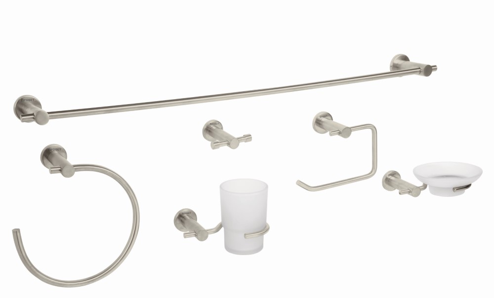 JUEGO ACCESORIOS BAÑO 6 PIEZAS SATINADO