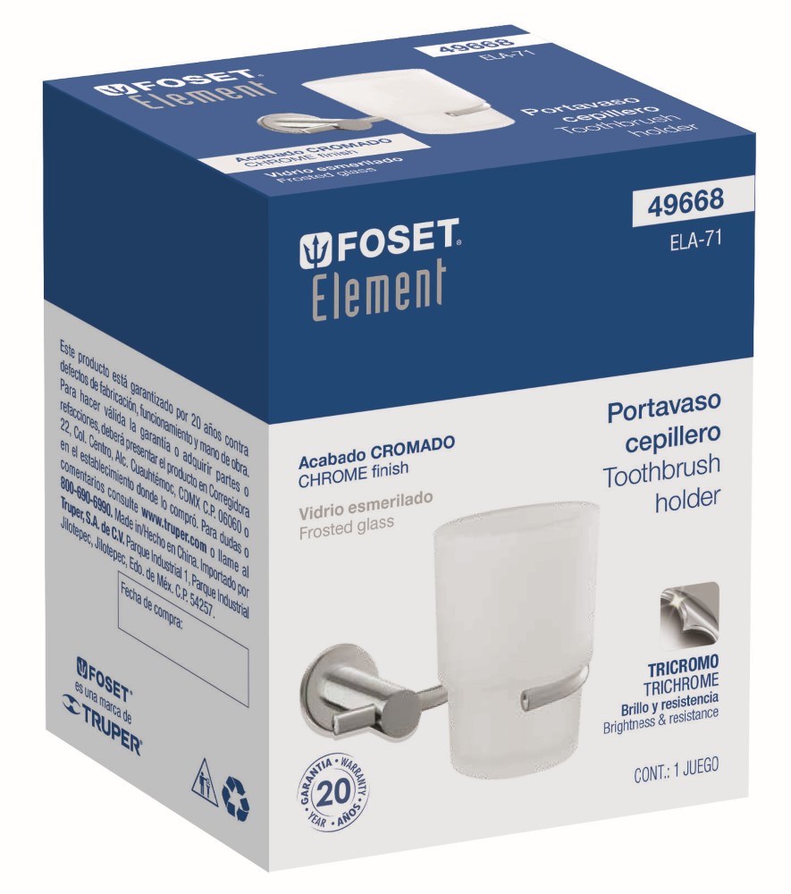 PORTAVASO CEPILLERO CROMADO LINEA ELEMEN