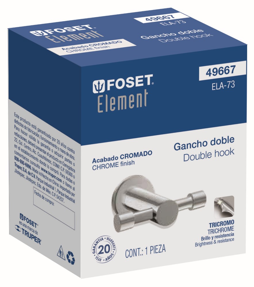 GANCHO DOBLE CROMADO 49667 TRUPER