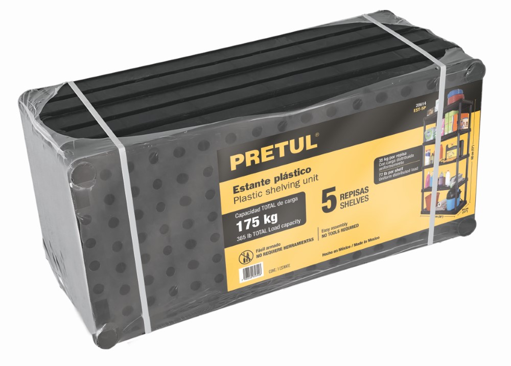 ESTANTE PLASTICO 5 REPISAS PRETUL