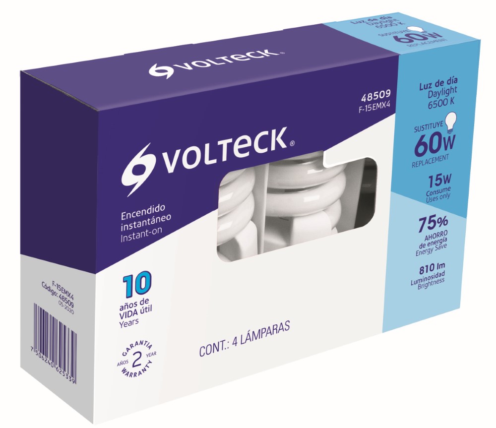 FOCO 15 W ESPIRAL MINI T2 EN CAJA 4 PIEZ