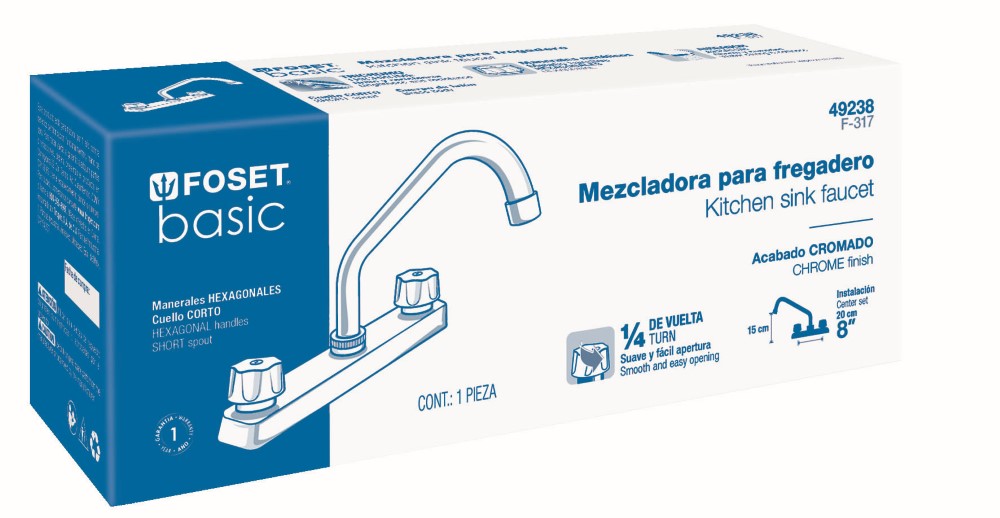 MEZCLADORA FREGADERO CORTO TRAD BASIC