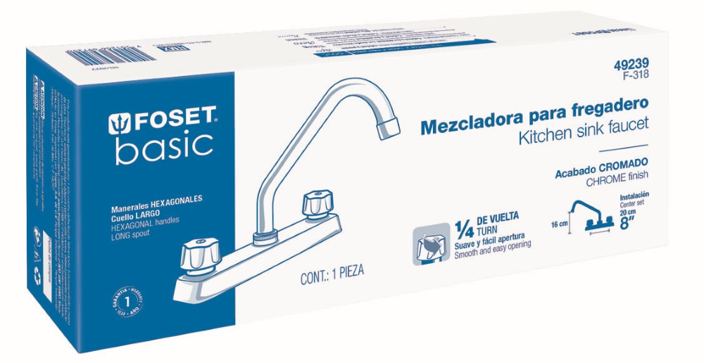 MEZCLADORA FREGADERO TRAD 1/4 BASIC