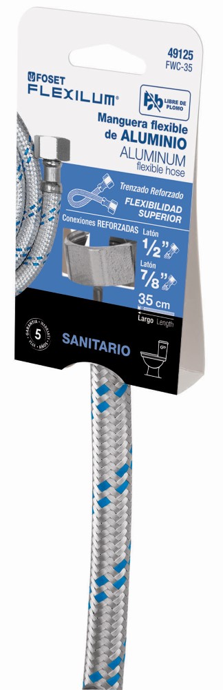 MANGUERA FLEXIBLE WC 35 CM ALUMINIO