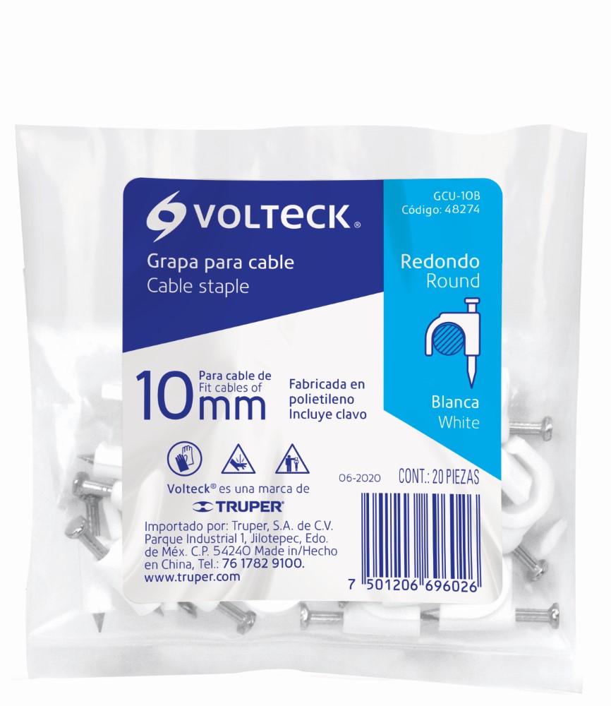 GRAPA CURVA 10MM BLANCA 48274 VOLTECH