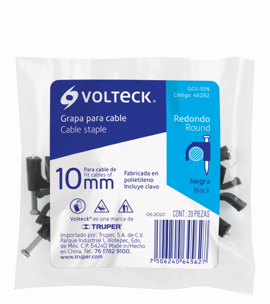 GRAPA CURVA 10MM NEGRA BOLSA 20PZAS