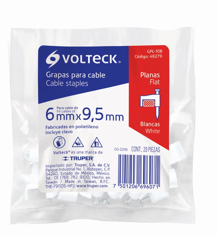 GRAPA PLANA P/CABLE 10MM 48279 VOLTECH